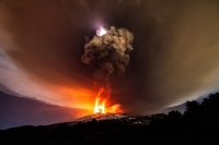 Mount Etna blasts lava and ash high into sky